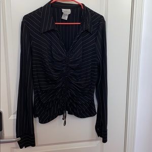 VISION APPAREL Pinstripe Lace up top vintage